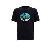 WE Fashion T-shirt met printopdruk zwart/blauw/groen Jongens Katoen Ro...