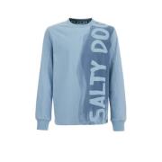 WE Fashion sweater met tekst lichtblauw Tekst - 110/116