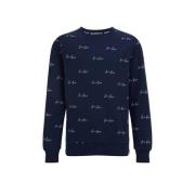 WE Fashion sweater met all over print donkerblauw All over print - 110...