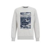 WE Fashion sweater met printopdruk grijs Printopdruk - 98/104