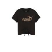 Puma T-shirt zwart Jongens/Meisjes Katoen Ronde hals Logo - 128