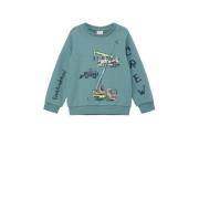 s.Oliver sweater met printopdruk petrol groen Printopdruk - 92/98