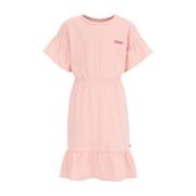WE Fashion jurk roze Meisjes Stretchkatoen Ronde hals Effen - 98/104