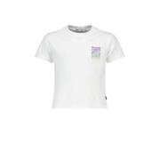 America Today T-shirt Elise met backprint wit/lila/groen Meisjes Katoe...