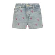 Vingino denim short Dafina Flamingo met all over print light bleach Ko...