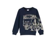 s.Oliver sweater met printopdruk donkerblauw Printopdruk - 128/134