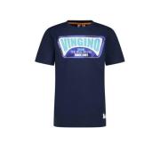 Vingino T-shirt Hefor met logo donkerblauw Jongens Katoen Ronde hals L...