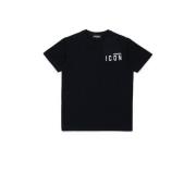 Dsquared T-shirt met logo en mesh zwart Jongens Stretchkatoen Ronde ha...