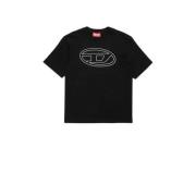 Diesel T-shirt met logo zwart Jongens Katoen Ronde hals Logo - 164