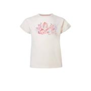 Noppies T-shirt met printopdruk wit/roze Meisjes Stretchkatoen Ronde h...