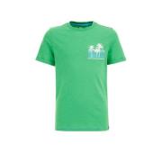 WE Fashion T-shirt met backprint groen Jongens Biologisch katoen Ronde...