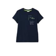 s.Oliver T-shirt met printopdruk donkerblauw Jongens Katoen Ronde hals...