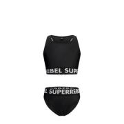 SuperRebel crop bikini Carmel zwart Meisjes Polyester Effen - 176