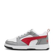 Puma Rebound V6 Lo sneakers grijs/rood/wit Jongens/Meisjes Imitatielee...