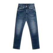 REPLAY slim fit jeans medium blue denim Blauw Effen - 116
