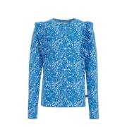 WE Fashion longsleeve met all over print blauw Meisjes Viscose Ronde h...