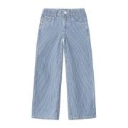 NAME IT KIDS gestreepte wide leg jeans NKFROSE medium blue denim Blauw...