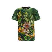 WE Fashion T-shirt met all over print groen Jongens Biologisch katoen ...