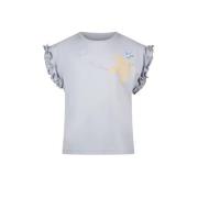 Le Chic T-shirt NOPALY met printopdruk en ruches lichtblauw Meisjes St...