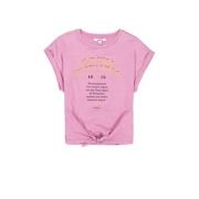Garcia T-shirt met printopdruk roze Meisjes Katoen Ronde hals Printopd...