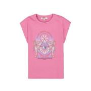 Garcia T-shirt met printopdruk roze/lila Meisjes Katoen Ronde hals Pri...