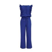 WE Fashion jumpsuit kobaltblauw Meisjes Gerecycled polyester Ronde hal...