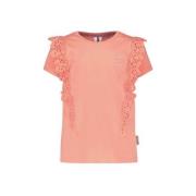B.Nosy T-shirt perzik Roze Meisjes Stretchkatoen Ronde hals Effen - 74