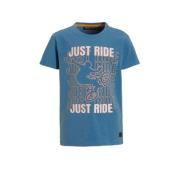 Orange Stars T-shirt Prince met tekstopdruk blauw Jongens Katoen Ronde...