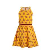 Orange Stars jurk Perihan met all over print geel Meisjes Katoen Ronde...