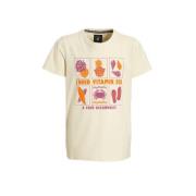 Me & My Monkey T-shirt Perat met printopdruk beige Jongens Katoen Rond...