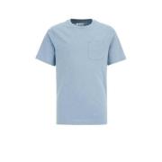 WE Fashion T-shirt grijsblauw Jongens Katoen Ronde hals Effen - 146/15...
