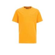 WE Fashion T-shirt geeloranje Jongens Katoen Ronde hals Effen - 134/14...