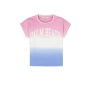 Garcia dip-dye T-shirt roze/wit/blauw Meisjes Katoen Ronde hals Dip-dy...