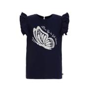 WE Fashion T-shirt met printopdruk donkerblauw Meisjes Katoen Ronde ha...