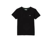 Lacoste T-shirt met logo zwart Jongens Katoen Ronde hals Logo - 140