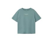 NAME IT KIDS T-shirt NKMBRODY met tekst mineraalblauw Jongens Katoen R...
