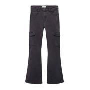 Mango Kids flared jeans antraciet Zwart Meisjes Stretchdenim - 158(XS)