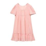 Mango Kids jurk roze Meisjes Polyester Ronde hals Effen - 116