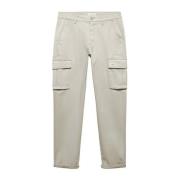 Mango Kids straight fit cargobroek beige Jongens Stretchkatoen Effen -...