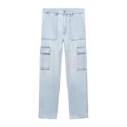 Mango Kids straight fit jeans changeant blauw Meisjes Katoen Effen - 1...