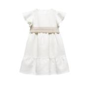 Mango Kids maxi jurk met linnen wit Effen - 86 | Jurk van Mango Kids