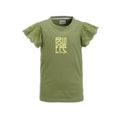 Me & My Monkey T-shirt Pietsje met tekstopdruk khaki Groen Meisjes Kat...