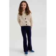 WE Fashion velours flared broek donkerblauw Effen - 98