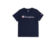 Champion T-shirt met logo donkerblauw Jongens Katoen Ronde hals Logo -...