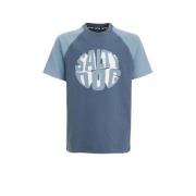 WE Fashion T-shirt bering sea Blauw Jongens Katoen Ronde hals Printopd...