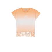 Garcia dip-dye T-shirt oranje/lichtblauw Meisjes Katoen Ronde hals Dip...