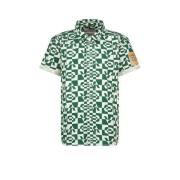 Vingino overhemd Lampo met all over print groen/wit Jongens Katoen Kla...