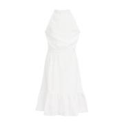 WE Fashion jurk wit Meisjes Katoen Opstaande kraag Effen - 98/104