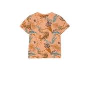 s.Oliver T-shirt met all over print oranje/blauw Jongens Katoen Ronde ...