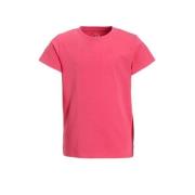 anytime basic T-shirt roze Meisjes Katoen Ronde hals Effen - 110/116